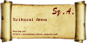 Szikszai Anna névjegykártya