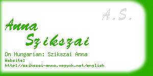anna szikszai business card